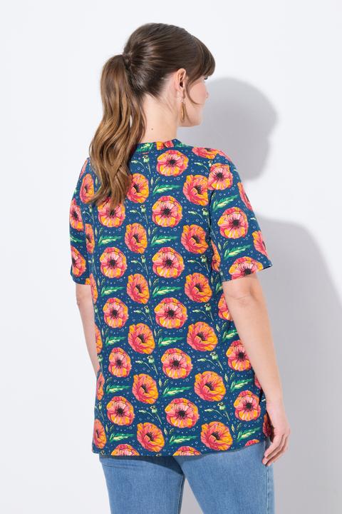 Image du produit Ulla Popken T-shirt, coquelicot, col rond élastique, manches courtes, coton bio (46, 48)