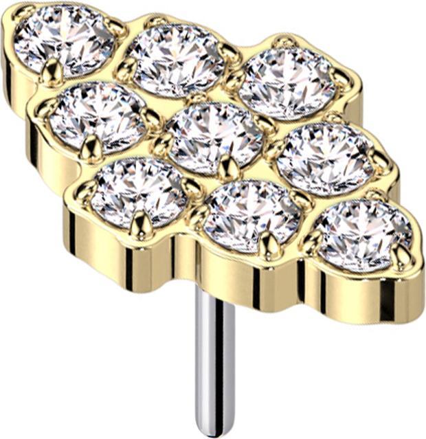 Image du produit Star Piercing Threadless diamant plaqué or cristaux d'argent (sans laiton, Titane)
