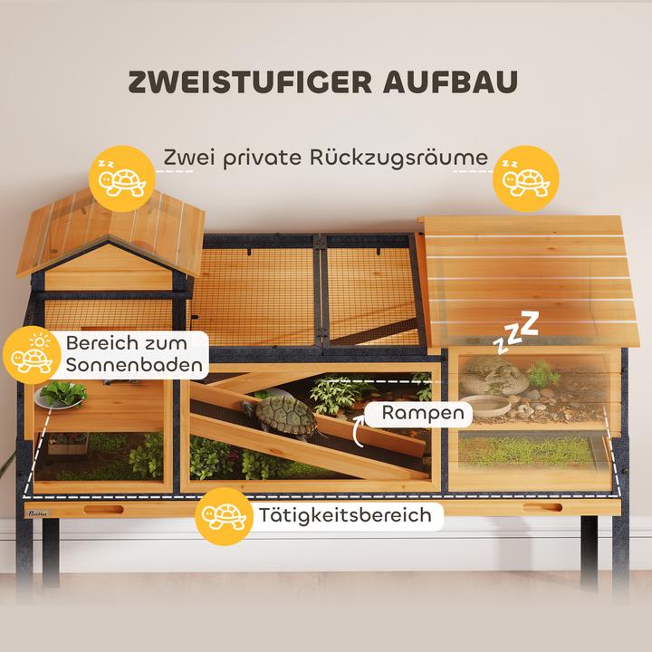 Produktbild PawHut Schildkrötenhaus Tannenholz, Stahl Gelb