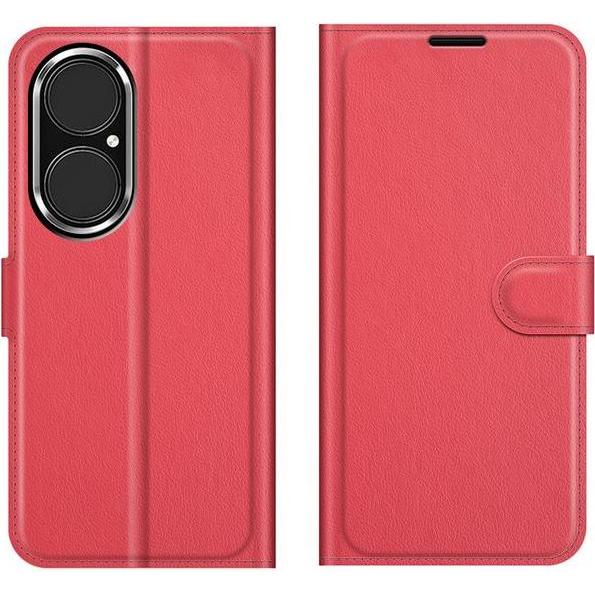 MU Classic Litchi Leder Bookcover Series (Huawei P50), Smartphone Hülle, Rot