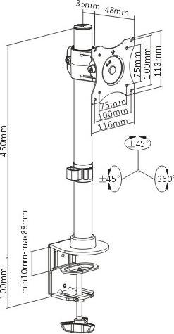 Image du produit Staffa Tv/Monitor Da Tavolo Morsa Dimensioni Da 13 A 27 1 Monitor (Tables, 10 kg, 13" - 27")