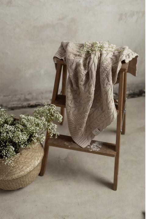 Immagine prodotto My memi Coperta per bambini in Merino - Intrecciato Beige (80 x 100 cm)