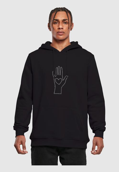 Produktbild Merchcode Peace - Scribble Hand Heart Black Heavy Hoody - 161347 (M)
