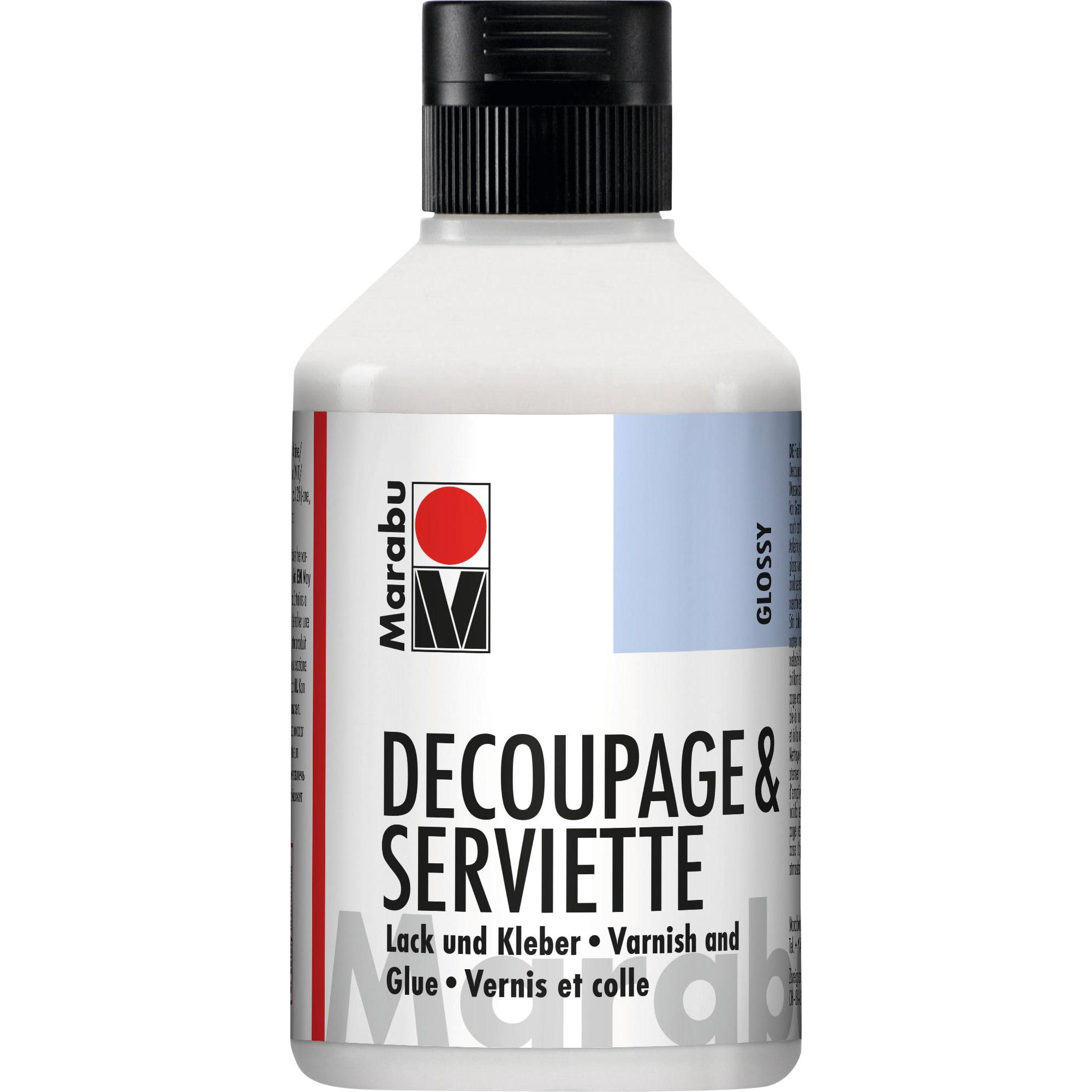 Marabu, Künstlerfarbe + Bastelfarbe, Decoupage Lack und Kleber glänzend 250ml (Durchsichtig, 250 ml)