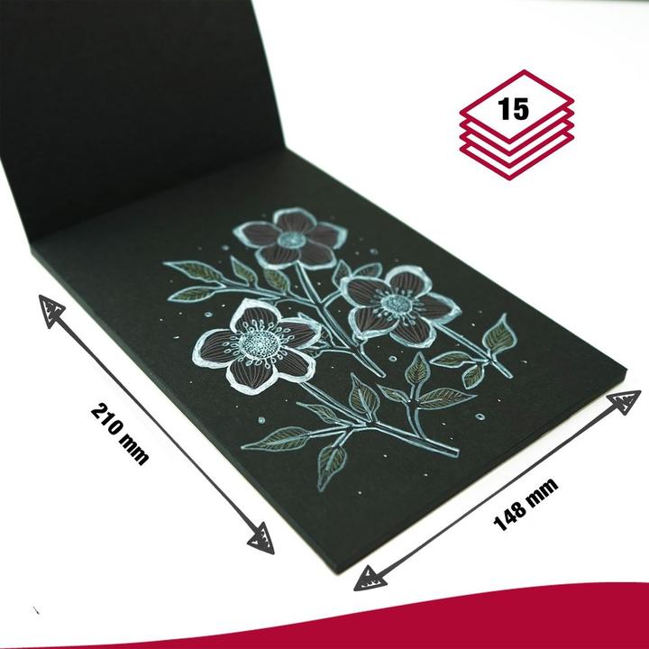 Actual product image Tombow Black Paper Drawing Pad (14.8 x 21 cm, Plain, No binding)