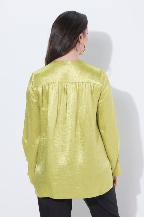 Actual product image Ulla Popken Textured Acetate Long Sleeve Blouse (46)