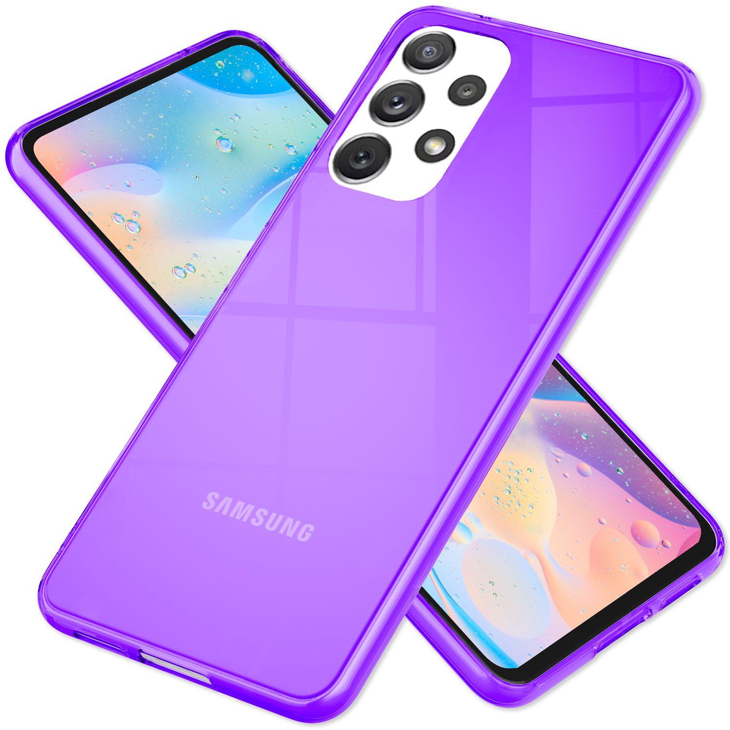Nalia Klar Transparente Neon Silikon Hülle (Samsung Galaxy A53), Smartphone Hülle, Violett