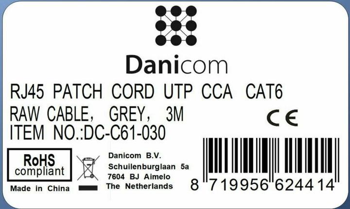 Produktbild Dsit CAT 6 Netzwerkkabel U/UTP (CAT6, 3 m)