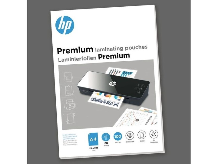 Productafbeelding HP Lamineerfolie Premium A4, 80 µm, 100 stuks, Glanzend (A4, 100 Stuk, 80 µm)
