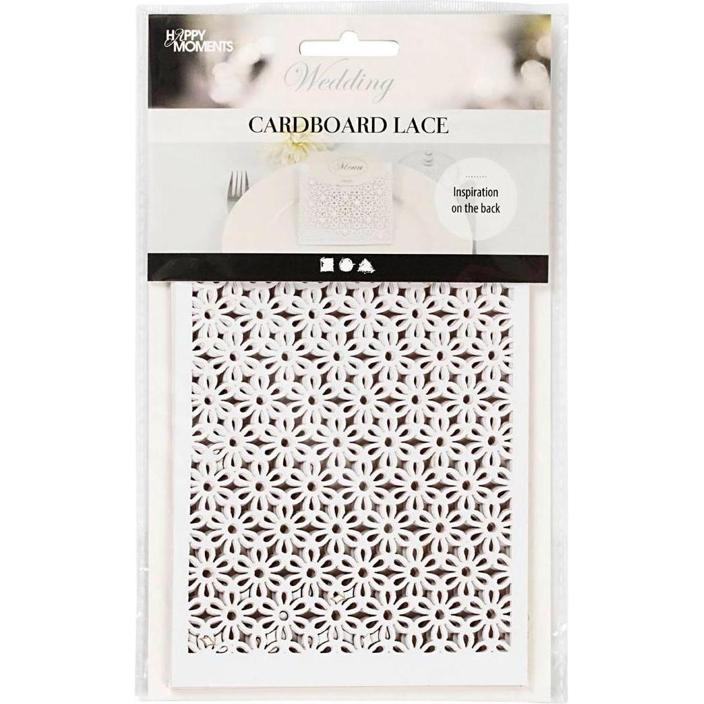 Creativ Company, Bastelpapier, Gemusterte Pappblumen Weiss, 10 Stk. (200 g/m², 10 x)