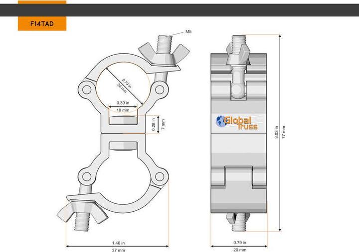 Produktbild Global Truss Trussaufnehmer F14 doppelt stage black