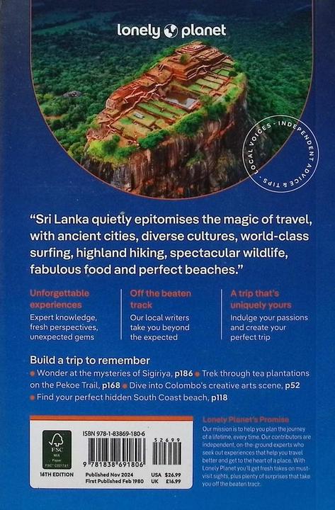 Produktbild Sri Lanka (Englisch, Joseph Richard Francis, Lonely Planet, Mayhew Bradley, 2024)