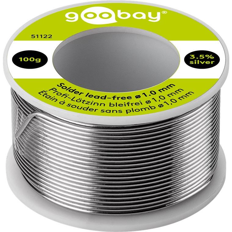 Goobay Saldatura professionale senza piombo, ø 1,0 mm, 100 g (Saldatura), Accessori per saldatore, Grigio