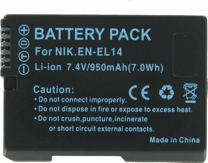 Actual product image AccuCell Battery Nikon EN-EL14 CoolPix D3100, D3200, D5100, P7000, P7100 (Camera battery)
