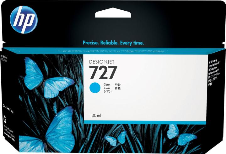 Produktbild HP 727 Cyan DesignJet ink cartridge, 130 ml, standard yield, ink-off base (C)