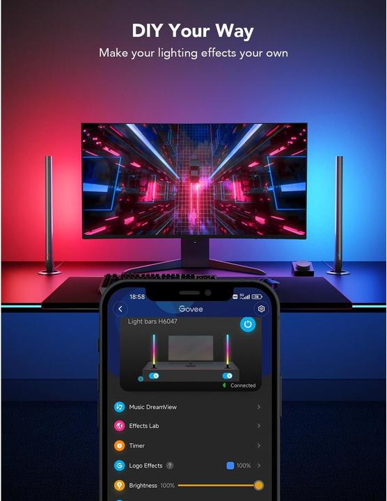 Actual product image Govee Gaming light bar (160 lm)