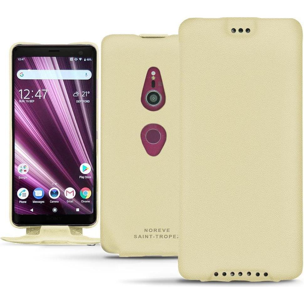 Noreve Lederschutzhülle vertikal (Sony Xperia XZ3), Smartphone Hülle, Beige