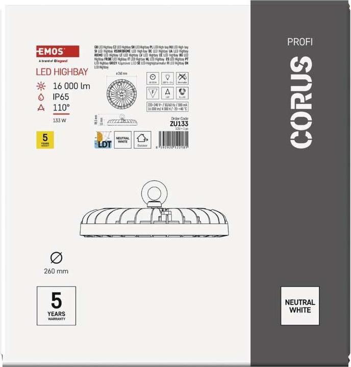 Immagine prodotto Emos Proiettore a LED HIGHBAY CORUS 133W (16000 lm)
