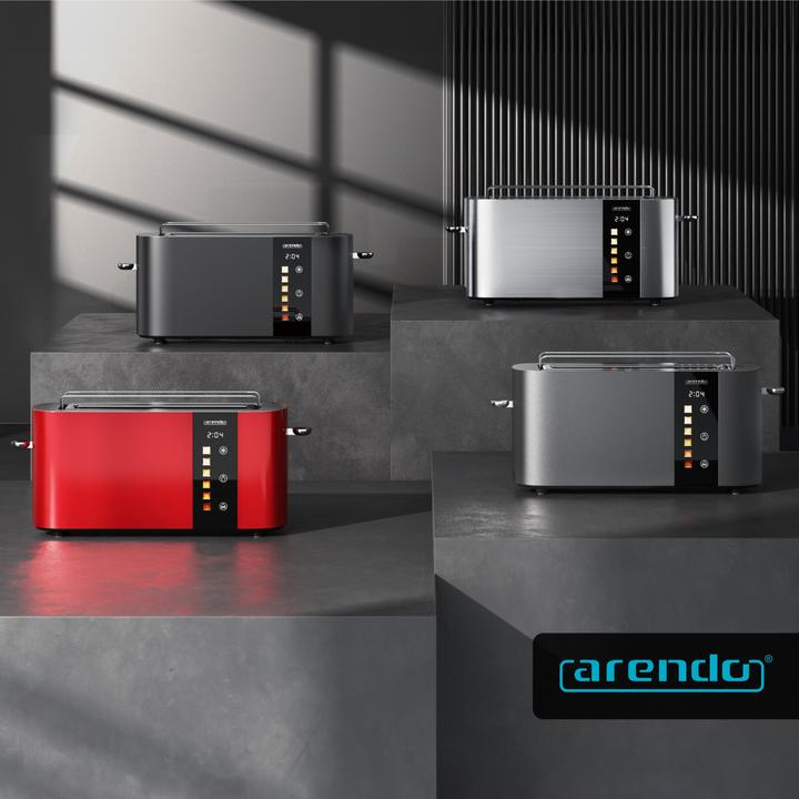 Actual product image Arendo Toaster Edelstahl 2 Scheiben Langschlitz, Touch Display, Restzeit & Bräunungsgradanzeige, 1000 W
