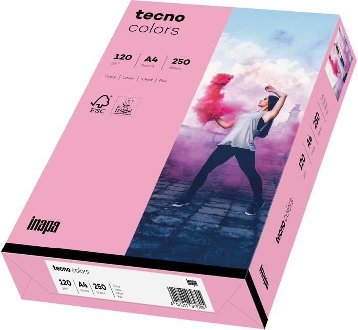 Produktbild Inapa farbiges Druckerpapier, buntes Papier tecno Colors: 120 g/m², A4, 250 Blatt, rosa (120 g/m², A4)