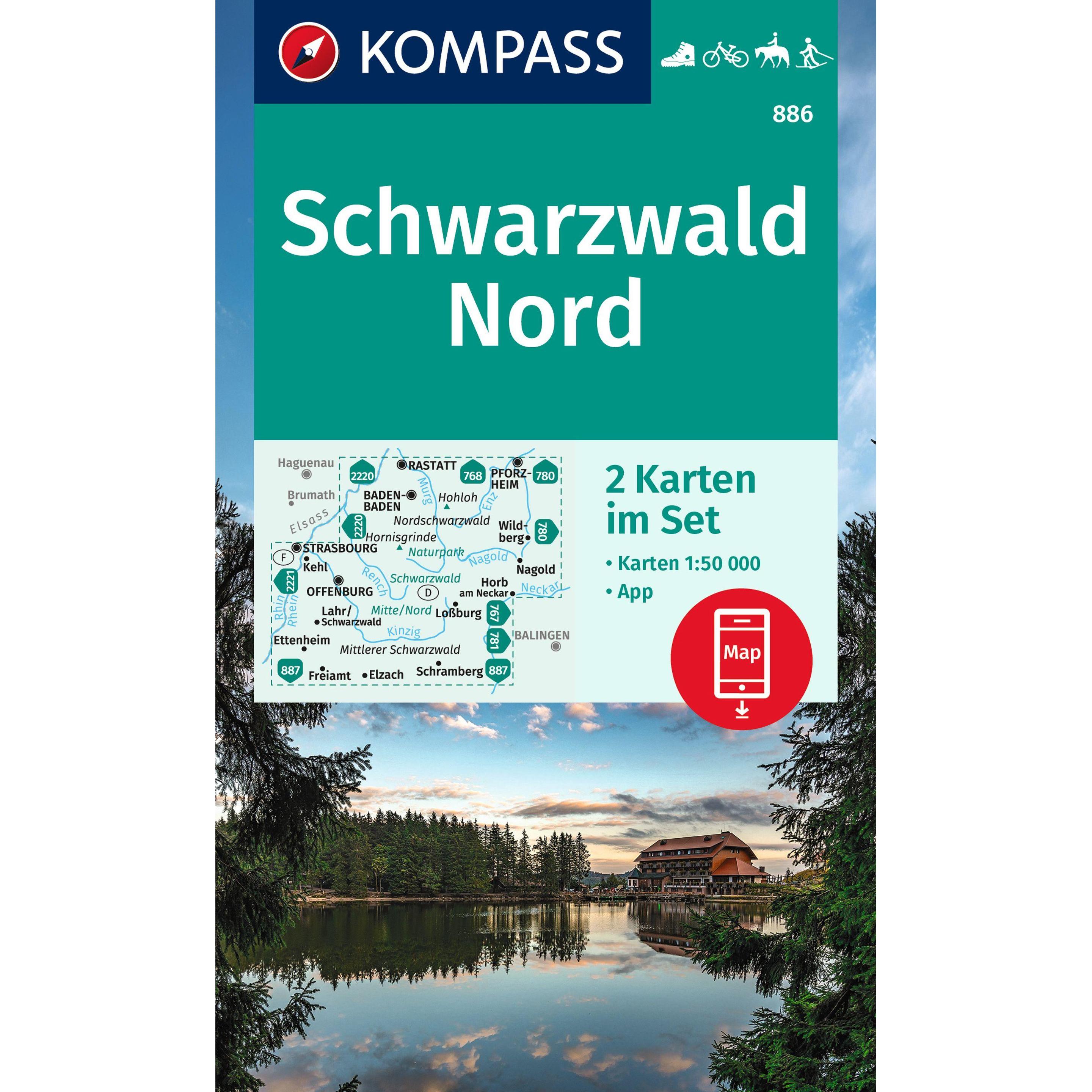KOMPASS Wanderkart.Set 886 Schwarzwald, Landkarte