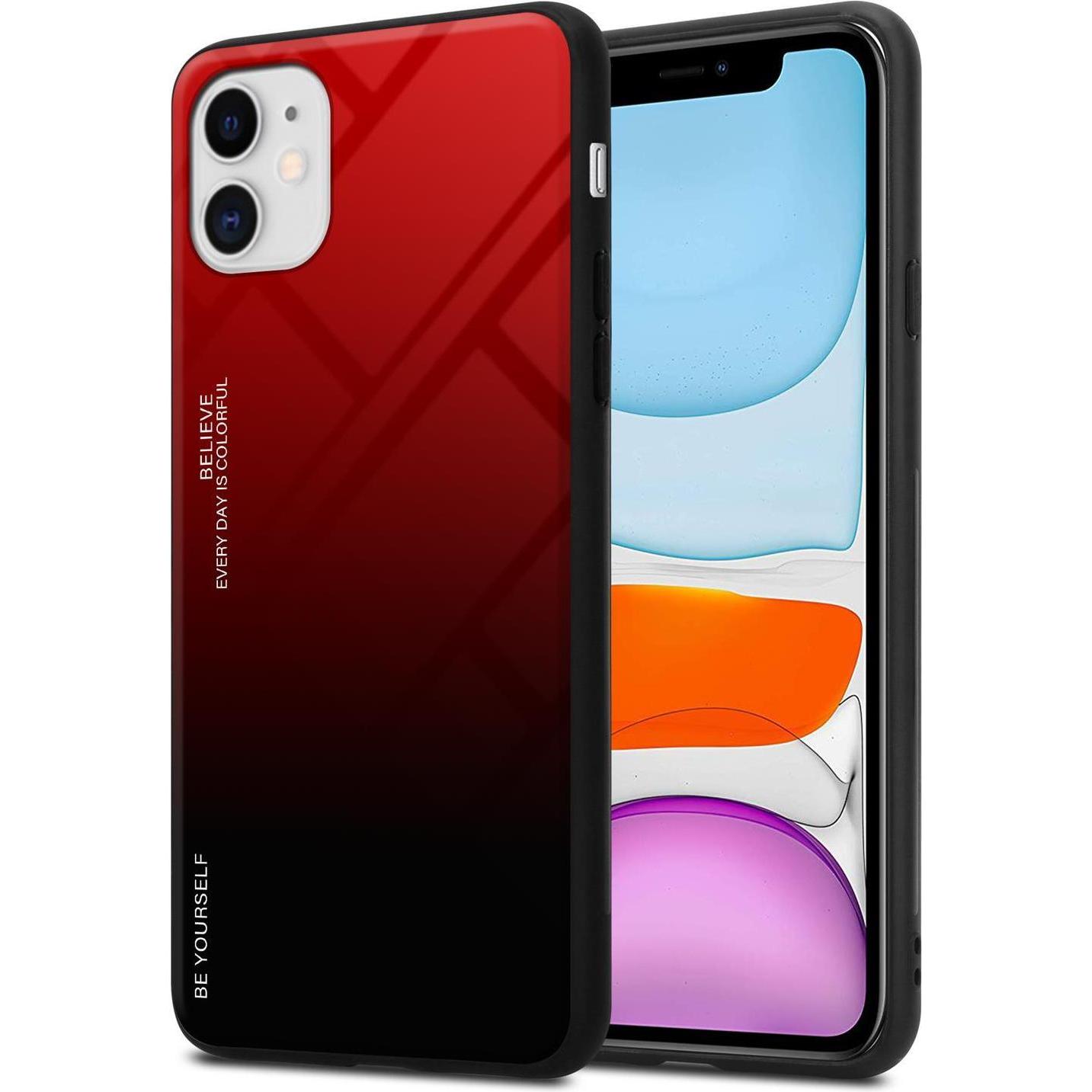 Cadorabo TPU 2 Farben Glas Cover (Apple iPhone 11), Smartphone Hülle, Schwarz