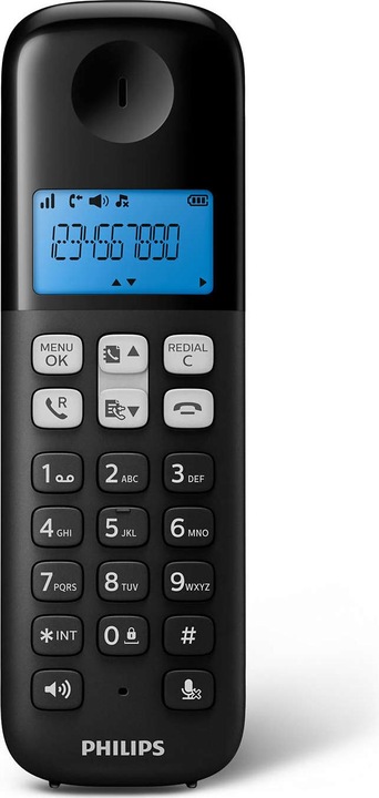 Actual product image Philips Wireless Landline Telephone D1611b Black