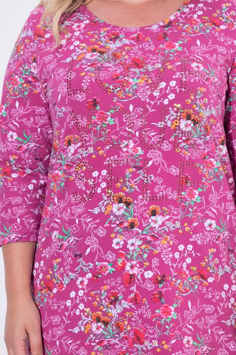 Image du produit Miamoda T-shirt long, motif minimaliste, message avec lettres en petits strass scintillants (52)