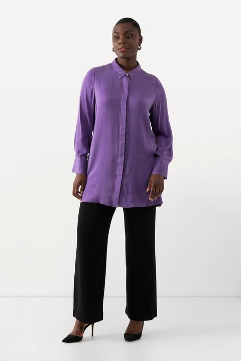 Produktbild Ulla Popken Bluse, Cupromix, Hemdkragen, Langarm (54)
