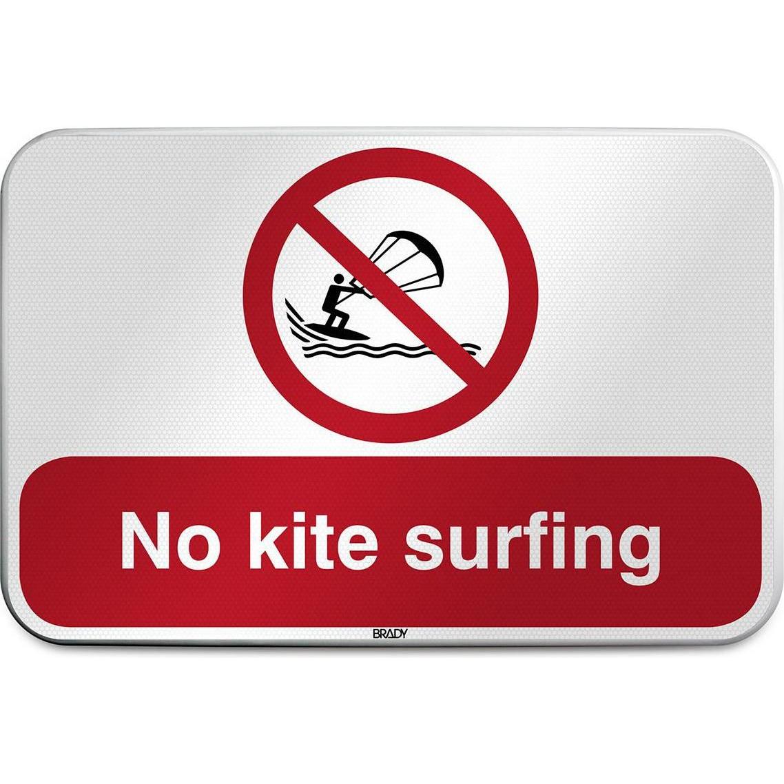 Brady, Sicherheitskennzeichnung, P/P065/DE348/RFLBD-400X600-1, ISO Sicherheitsschild - Kitesurfen verboten, Aluminium la...