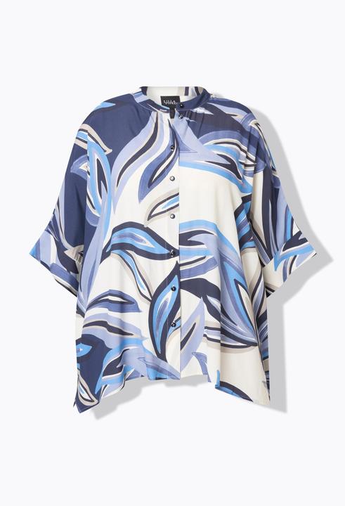 Actual product image Ulla Popken Painted Leaf Mandarin Collar Blouse (54)