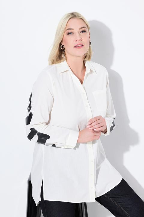 Immagine prodotto Ulla Popken Blusa lunga con scritta stampata sul retro, collo da camicia e maniche lunghe (46, 48)