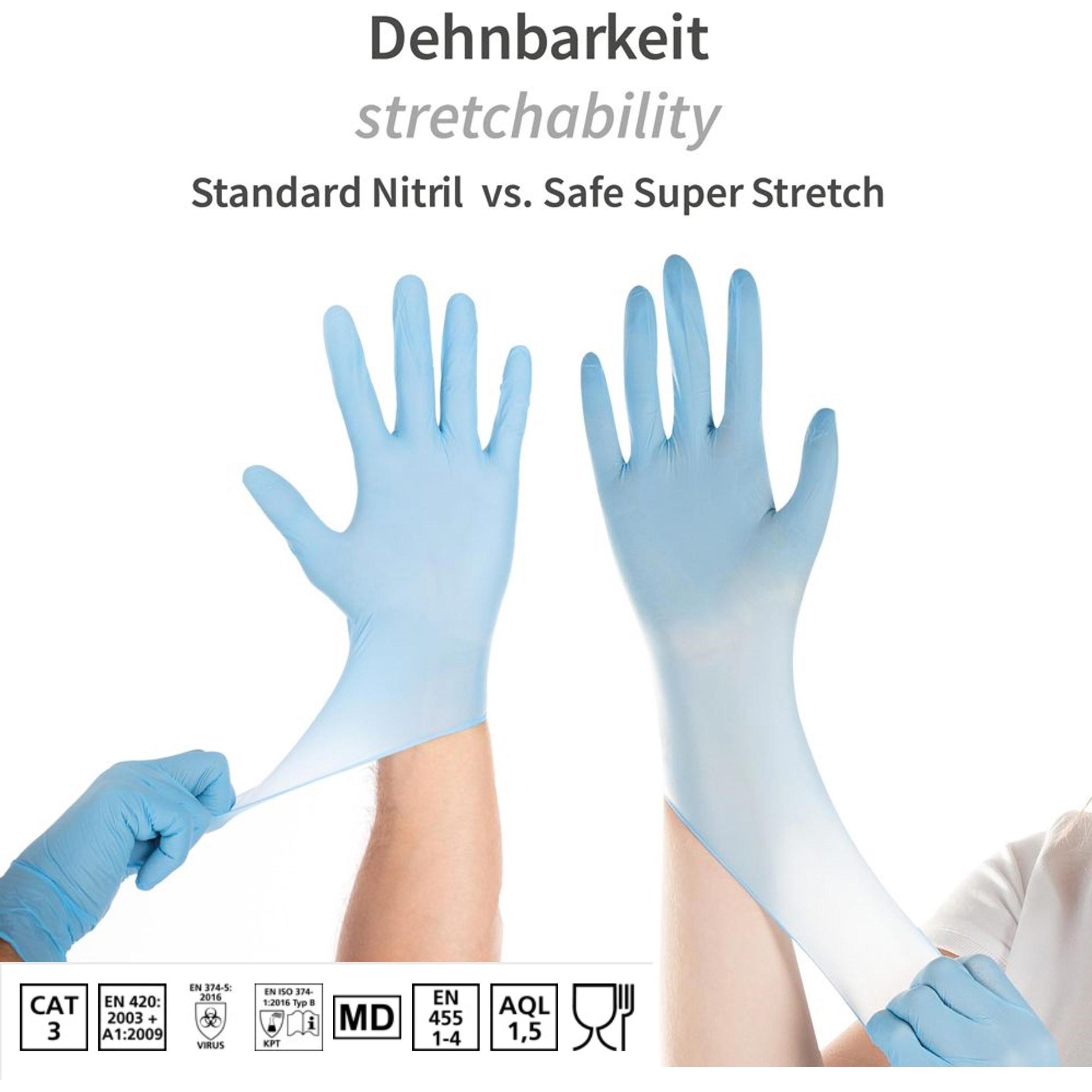 Hygostar, Schutzhandschuhe, unisex Einmalhandschuhe SAFE SUPER STRETCH blau Grösse S 100 St. (S)