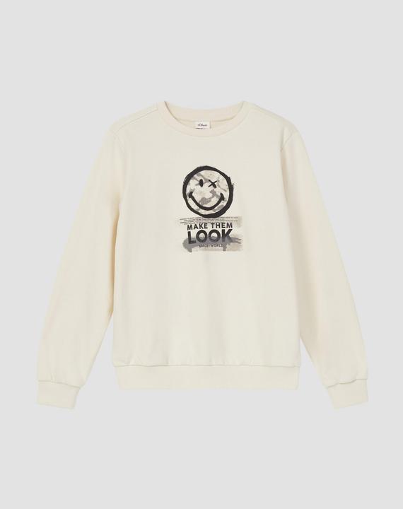 Produktbild s.Oliver Sweatshirt Sweatshirt aus Baumwollmix mit Smiley®-Print (170, 176)
