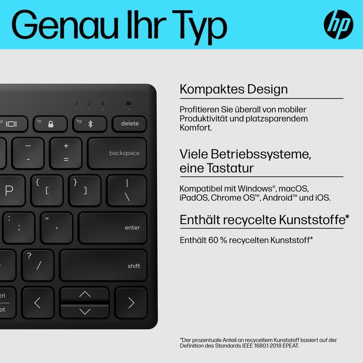 Produktbild HP 355 Compact Multi-Device Bluetooth Keyboard (Deutschland, Kabellos)