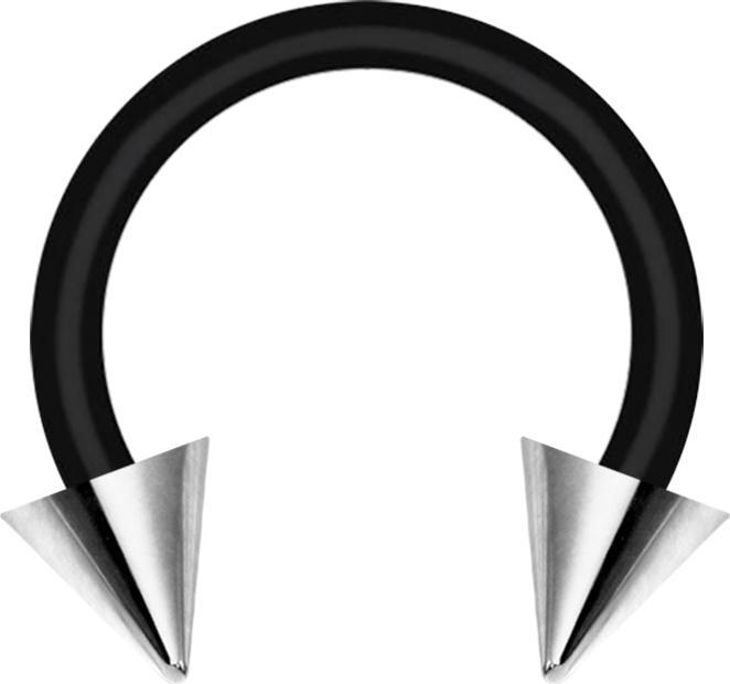 Immagine prodotto Star Piercing Micro Circular Barbell nero con due coni argento (senza ottone, Acciaio chirurgico 316L, Materiale sintetico)