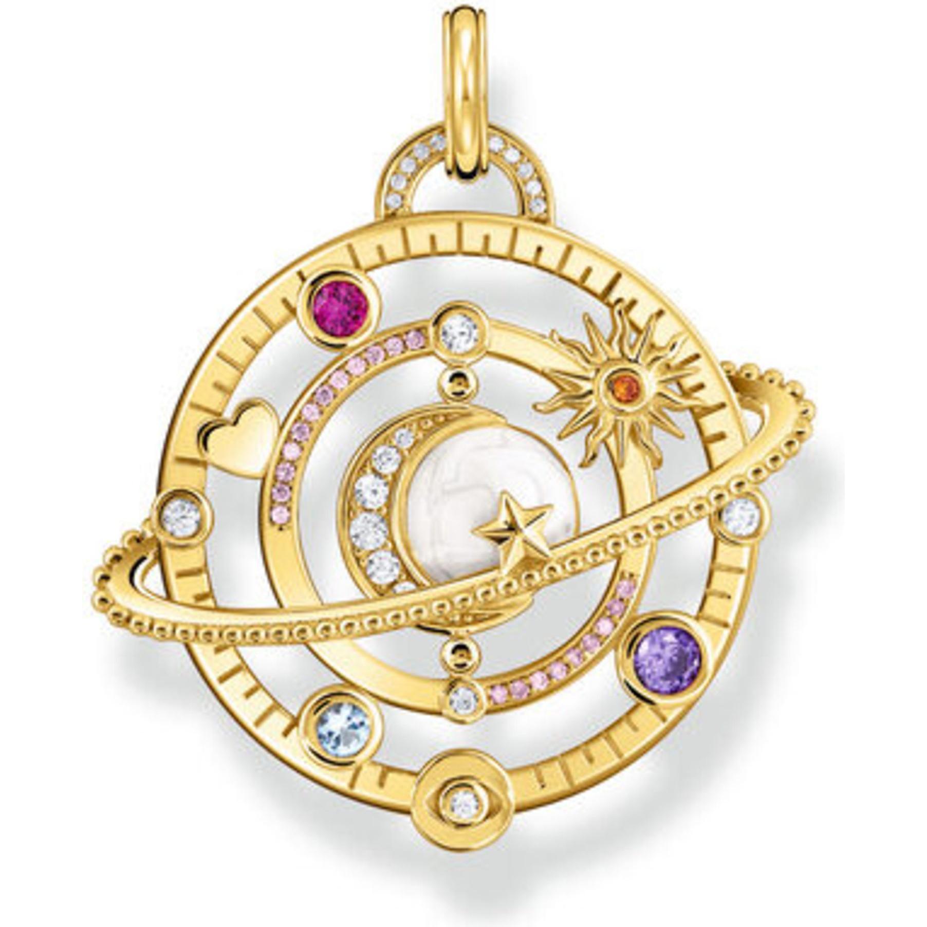 Thomas Sabo, Hanger, Hanger Met Planeetring En Gekleurde Stenen Verguld, (925 Zilver, Email)