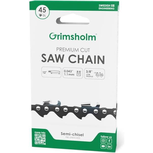 McCulloch, Accessori per macchinari da giardino, SAW CHAIN PREMIUM 45 DL 3/8.043/1.1MM (Sega a catena)