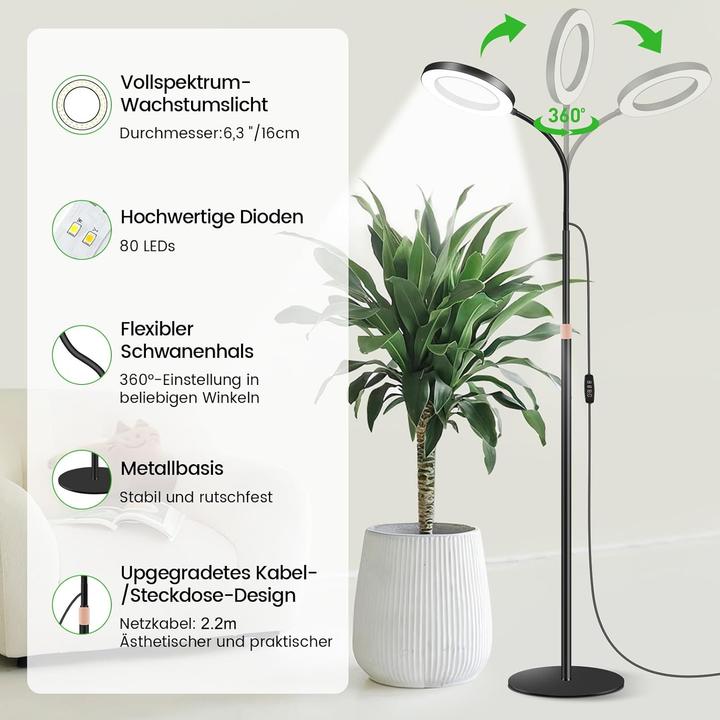 Immagine prodotto Dhapy LED-Pflanzenlampe mit Timer und Standfuss (LED)