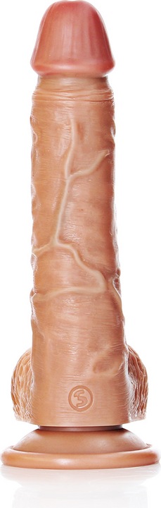 Actual product image RealRock Straight Realistic Dildo with Balls and Suction Cup - 8"/ 20.5 cm