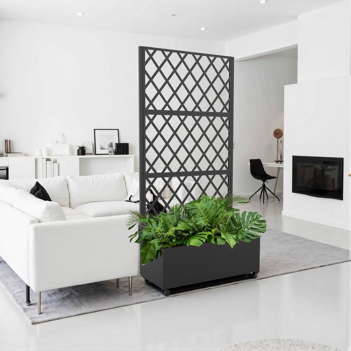 Actual product image Casa.Pro Trennwand Malja mit Blumenkasten Stahl 190x82x38 cm Schwarz (82 cm)