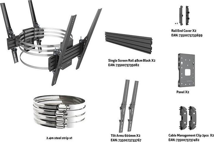Produktbild Multibrackets Säulen Halterung Dual HD Pro Serie, 32-65"