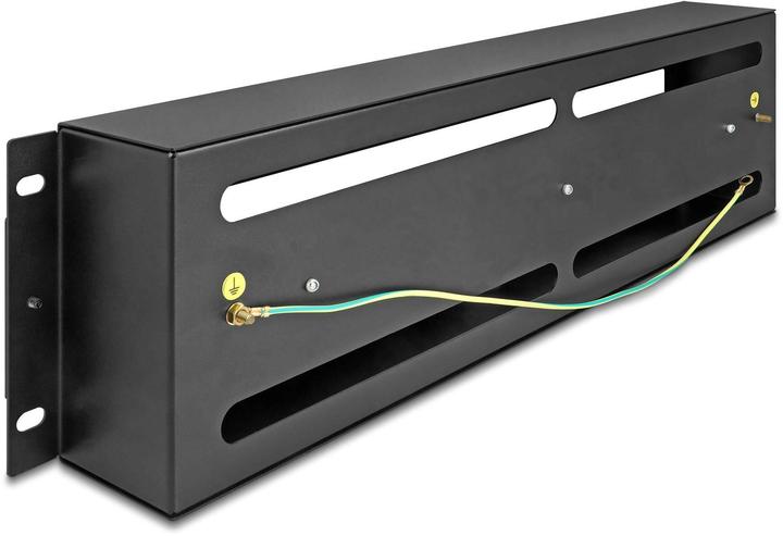 Delock 48.26cm 19zoll Schutzschalterleiste mit Abdeckung und Hutschiene 3 HE Metall schwarz