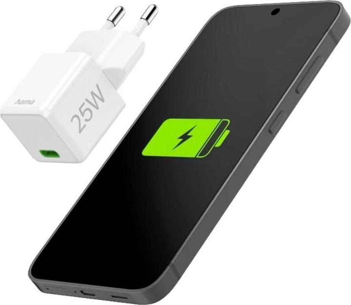 Image du produit Hama Chargeur rapide, USB-C, PD/Qualcomm®, Super-Mini-Charger, 25 W, blanc (25 W, 1 portion)