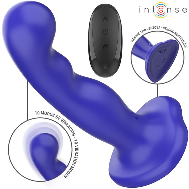 Actual product image Intense Shorty Vibrator Mit Saugnã„Pfen Blau Fernbedienung