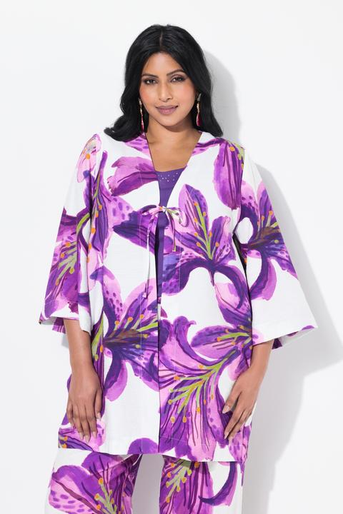 Produktbild Ulla Popken Jacke, Blüten, V-Ausschnitt, 3/4-Arm (46, 48)