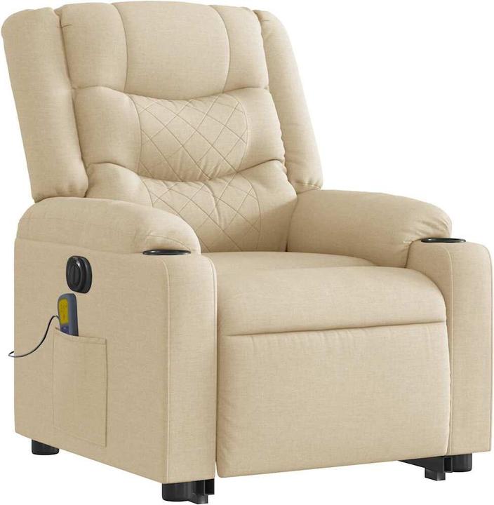 Immagine prodotto vidaXL Poltrona massaggiante elettrica con ausilio stand-up in tessuto crema