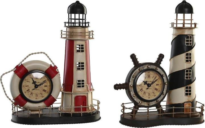 DKD Home Decor Table clock 25.5 x 14 x 32.5 cm Red Black Metal Vintage Headlight (2 Units)