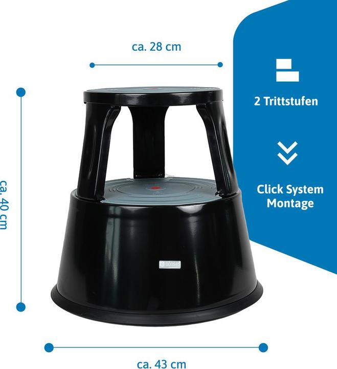 Actual product image Dönges Roller stool, metal, black