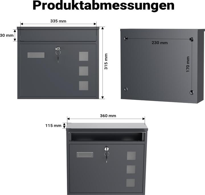 Actual product image Wiltec Design Mailbox V12 Letterbox Postbox Pillar Letter Mail Post Box